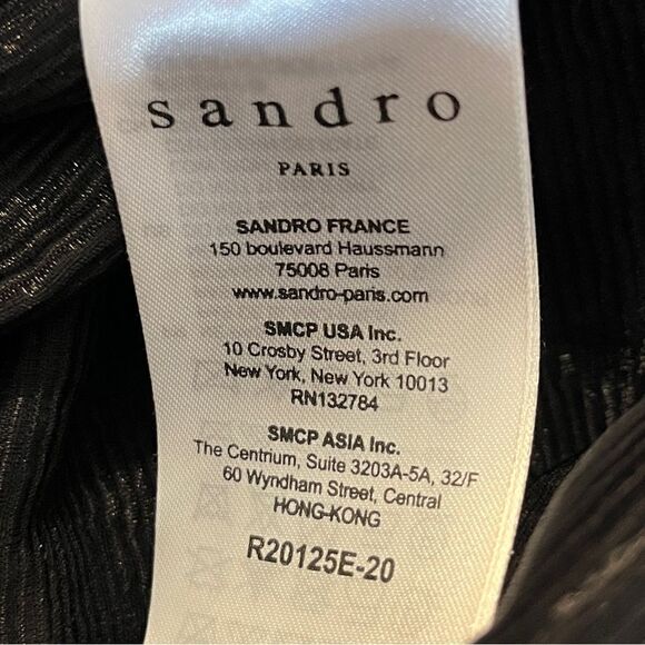 Sandro Paris dress lace midi black ribbed 6 woman’s - Picture 10 of 10